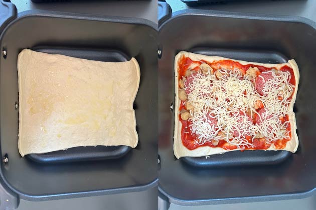 Pizza aus der Heißluftfritteuse